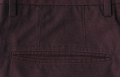Incotex Burgundy Red Solid Linen Blend Pants - Slim - (IN1229212) - Parent