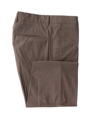 Incotex Brown Micro-Check Cotton Blend Pants - Slim - 30/46 - (INC105222)