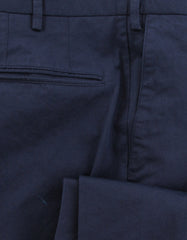 $475 Incotex Dark Blue Solid Cotton Blend Pants - Slim - (IN1128244) - Parent