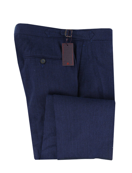 $1250 Isaia Blue Solid Wool Pants - Slim - (IS84267) - Parent