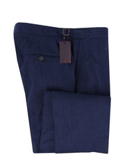 $1250 Isaia Blue Solid Wool Pants - Slim - (IS84267) - Parent
