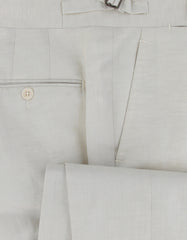 $1250 Isaia Off White Solid Wool Blend Pants - Slim - (IS84265) - Parent