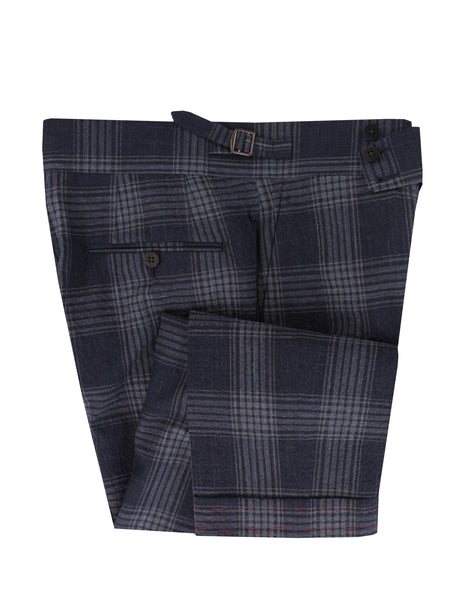 $1495 Isaia Blue Plaid Wool Blend Pants - Slim - (IS84264) - Parent