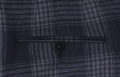 $1495 Isaia Blue Plaid Wool Blend Pants - Slim - (IS84264) - Parent