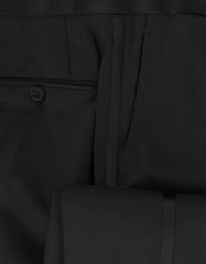 $1600 Isaia Black Solid Wool Pants - Slim - (IS842613) - Parent