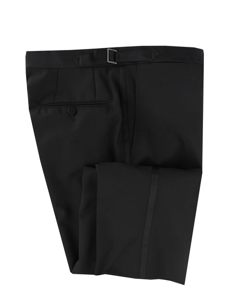 $1600 Isaia Black Solid Wool Blend Pants - Slim - (IS842612) - Parent