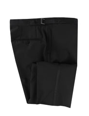 $1600 Isaia Black Solid Wool Blend Pants - Slim - (IS842612) - Parent