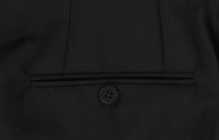 $1600 Isaia Black Solid Wool Blend Pants - Slim - (IS842612) - Parent
