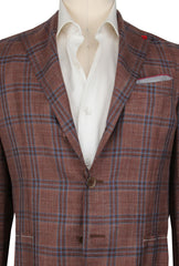 Isaia Brown Wool Blend Window Pane Sportcoat - (IS711233) - Parent