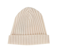 $495 Isaia Cream Solid Cashmere Beanie - (IS729266) - Parent