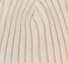 $495 Isaia Cream Solid Cashmere Beanie - (IS729266) - Parent