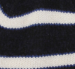 $395 Isaia Dark Blue Striped Cashmere Beanie - (IS7292610) - Parent
