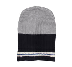 $395 Isaia Gray Striped Cashmere Beanie - (IS729269) - Parent