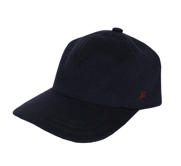 $395 Isaia Dark Blue Solid Wool Blend Baseball Cap - (IS78262) - Parent