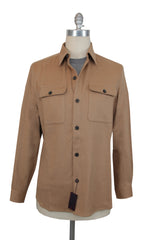 $1795 Isaia Light Brown Solid Camel Overshirt - L US/L EU - (IS4292611)