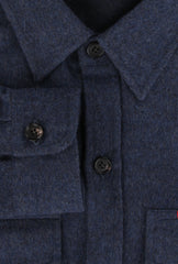 $1995 Isaia Blue Solid Wool Blend Overshirt - (IS429264) - Parent
