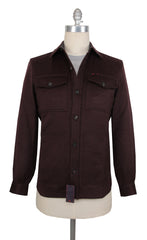 $2750 Isaia Burgundy Solid Cashmere Blend Overshirt - L US/L EU - (IS429269)