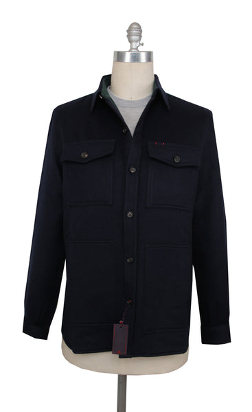 $2750 Isaia Dark Blue Cashmere Blend Overshirt - (IS429268) - Parent