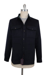 $2295 Isaia Dark Blue Cashmere Blend Overshirt -  - XXL US/XXL EU- (IS429268)