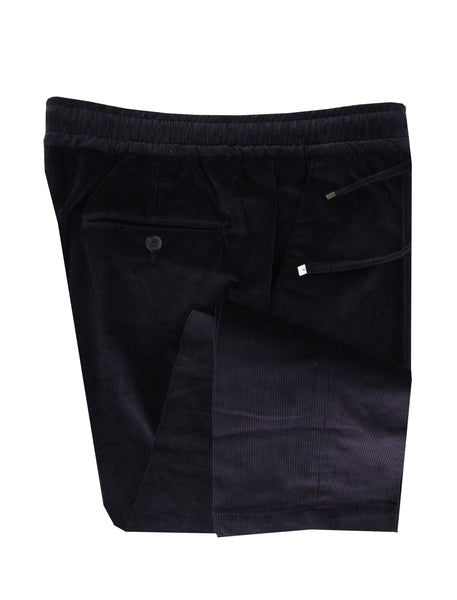 $1495 Isaia Dark Blue Solid Cotton Blend Pants - Slim - (IS84262) - Parent