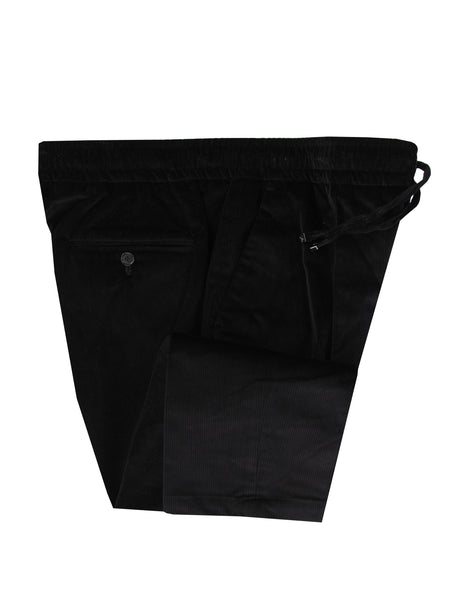 $1495 Isaia Black Solid Cotton Blend Pants - Slim - (IS84263) - Parent