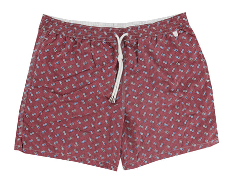 Isaia Burgundy Red Swim Shorts