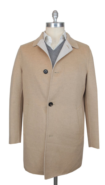 $7995 Isaia Beige Cashmere Solid Coat - (IS44261) - Parent