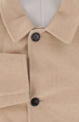 $7995 Isaia Beige Cashmere Solid Coat - (IS44261) - Parent