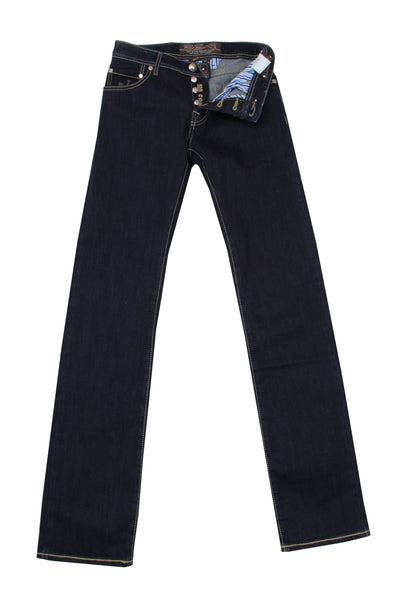 $595 Jacob Cohën Dark Blue Solid Jeans - Slim - (JC710247) - Parent