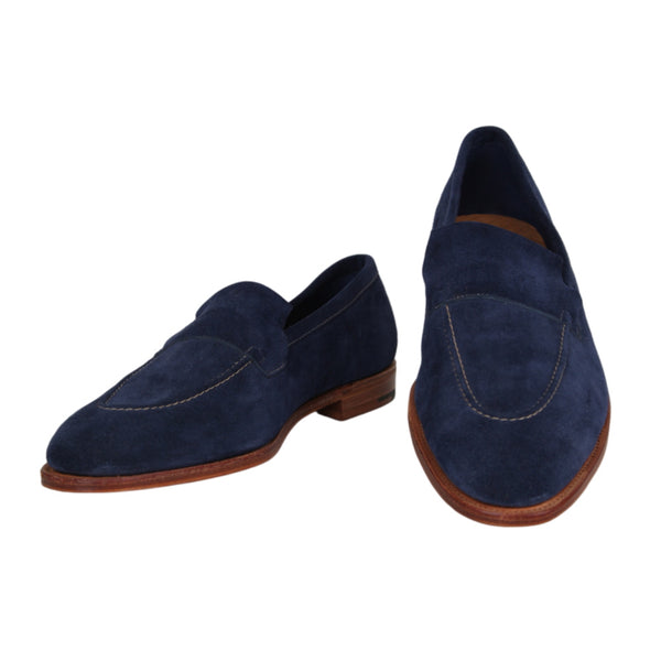 $1940 John Lobb Dark Blue Suede Penny Loafers - (JL5926812) - Parent