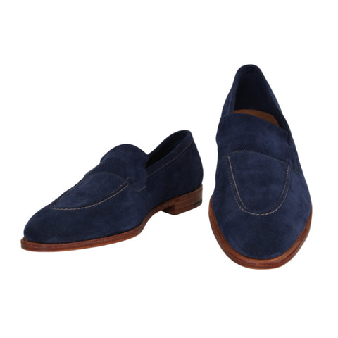 John Lobb Dark Blue Penny Loafers