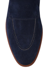 $1940 John Lobb Dark Blue Suede Penny Loafers - (JL5926812) - Parent