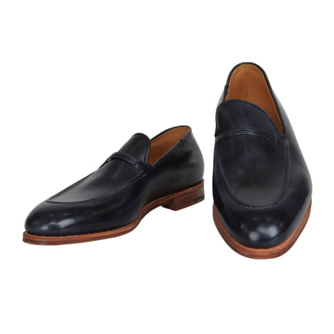 John Lobb Dark Blue Penny Loafers