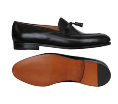 $2240 John Lobb Black Calf Leather Tassel Loafers - (JL592685) - Parent