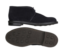 $2290 John Lobb Dark Blue Suede Ankle Boots - (JL592651) - Parent
