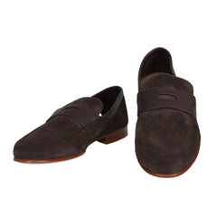 $1250 John Lobb Dark Brown Suede Penny Loafers - (JL592686) - Parent