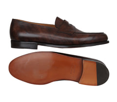 $1980 John Lobb Dark Brown Leather Penny Loafers - (JL592683) - Parent