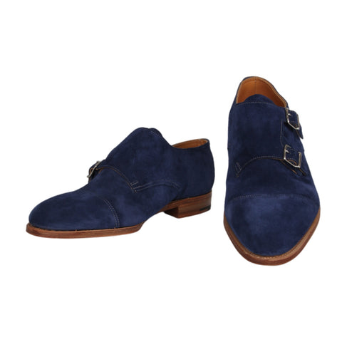John Lobb Blue Double Monk Strap Shoes