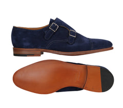 $2080 John Lobb Blue Suede Double Monk Strap Shoes - (JL59266) - Parent
