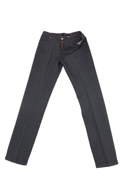 $995 Kiton Dark Gray Solid Cotton Pants - Slim - (KT99261) - Parent