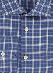 $600 Kiton Blue Plaid Cotton Shirt - Slim - (KT9122320) - Parent