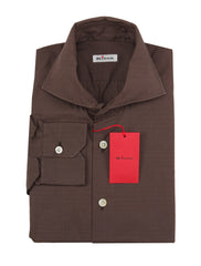 Kiton Brown Solid Cotton Shirt - Slim - S US/S EU - (KT413232)