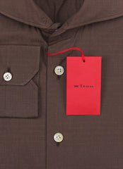 Kiton Brown Solid Cotton Shirt - Slim - (KT413232) - Parent