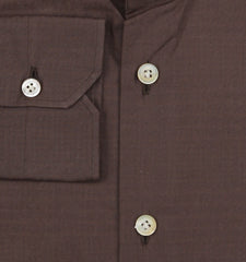 Kiton Brown Solid Cotton Shirt - Slim - (KT413232) - Parent