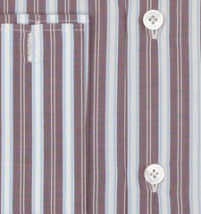 Kiton Burgundy Red Striped Cotton Shirt - Slim - (KT11162214) - Parent