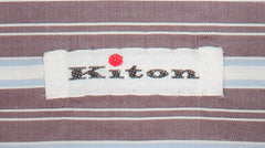 Kiton Burgundy Red Striped Cotton Shirt - Slim - (KT11162214) - Parent