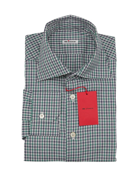 Kiton Green Plaid Cotton Shirt - Slim - (KT221233) - Parent