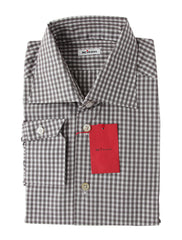 Kiton Gray Check Cotton Shirt - Slim - 16/41 - (KT427221)
