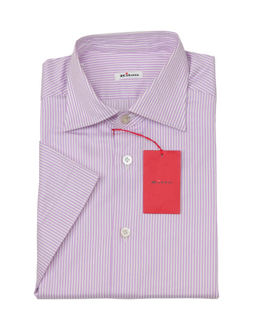 Kiton Lavender Purple Short Sleeved Shirt - Slim