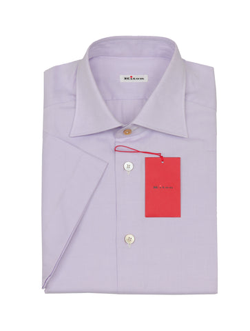 $600 Kiton Lavender Purple Short Sleeved Cotton Shirt - Slim - (KT77228)